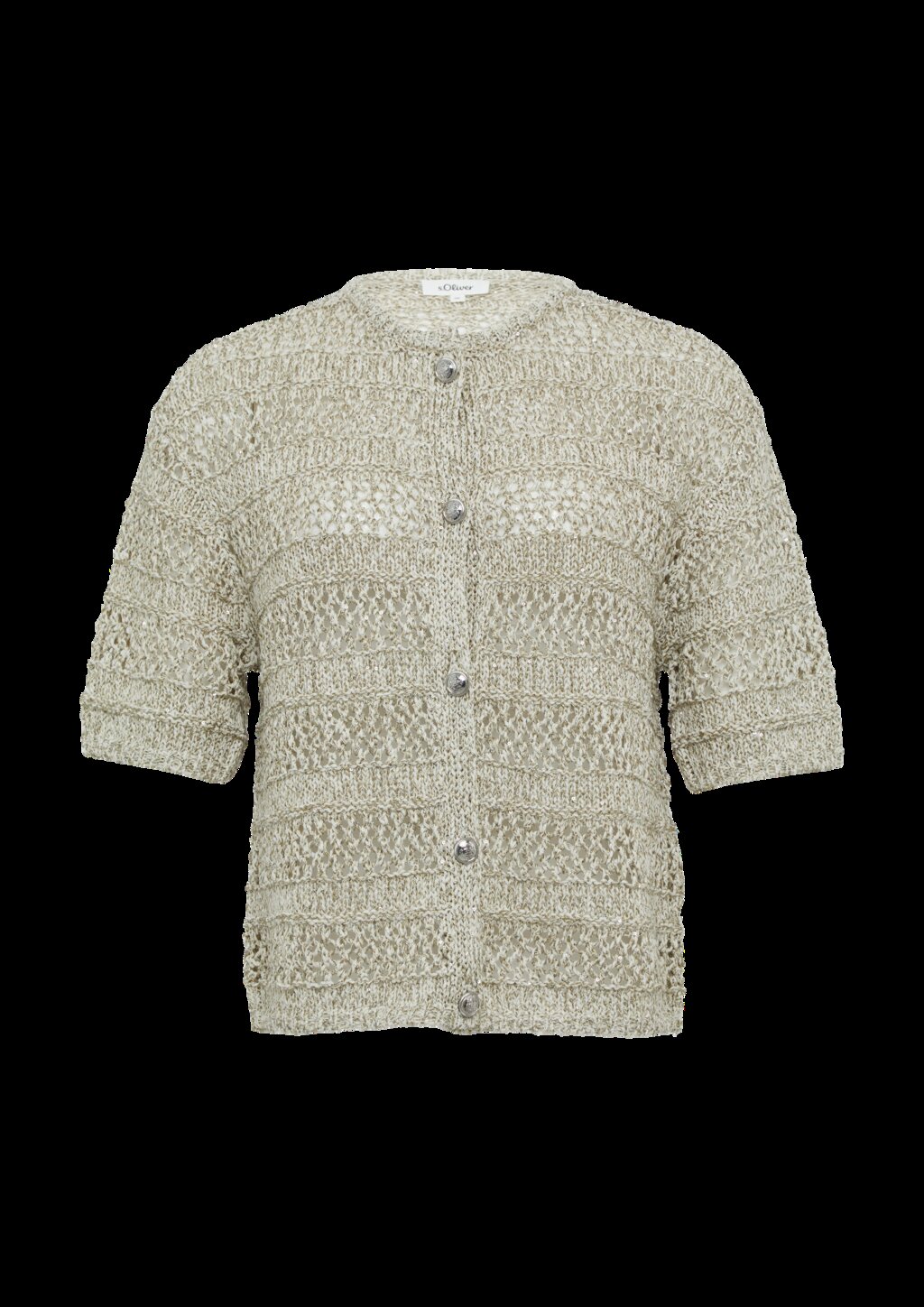Ajour-Strickjacke mit Glitzereffekt