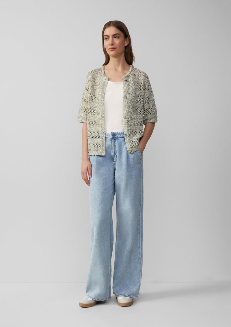 Ajour-Strickjacke mit Glitzereffekt