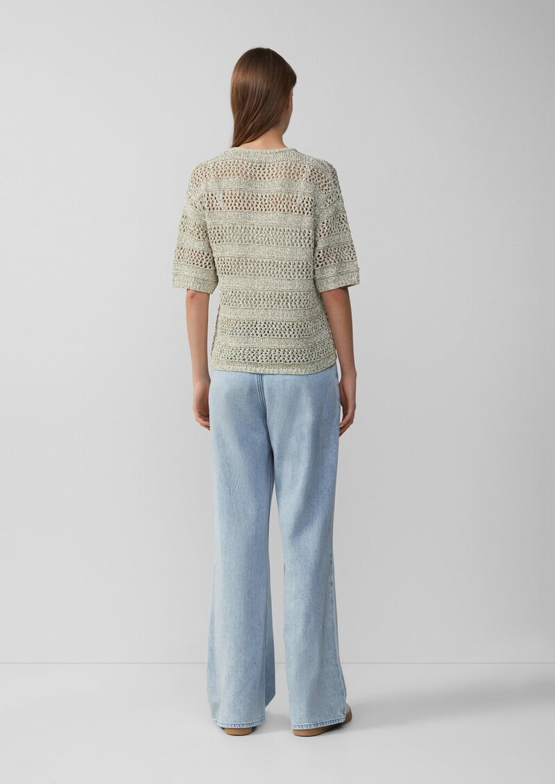 Ajour-Strickjacke mit Glitzereffekt