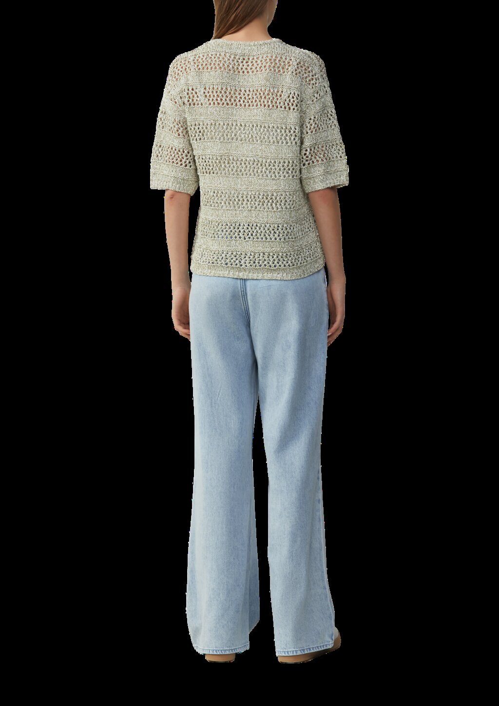 Ajour-Strickjacke mit Glitzereffekt