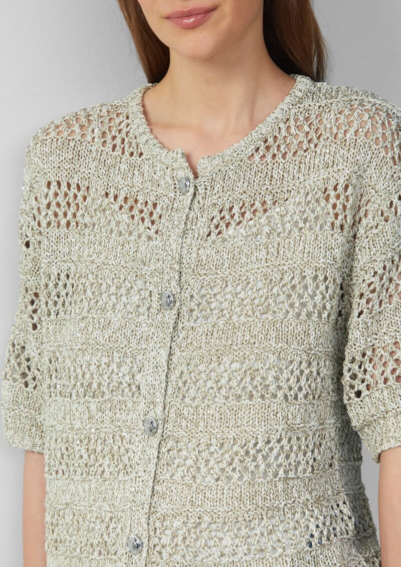 Ajour-Strickjacke mit Glitzereffekt