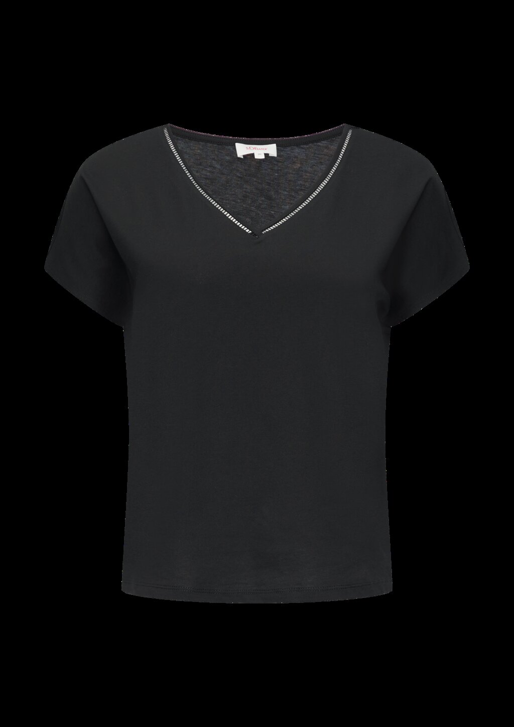 T-Shirt im Relaxed Fit mit Stickerei am V-Ausschnitt