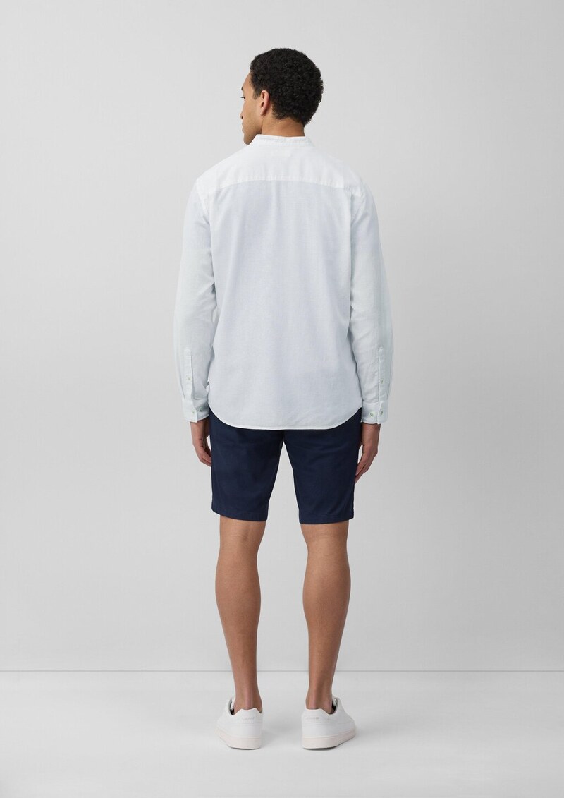 Regular Fit: Hemd aus Leinenmix mit Stehkragen