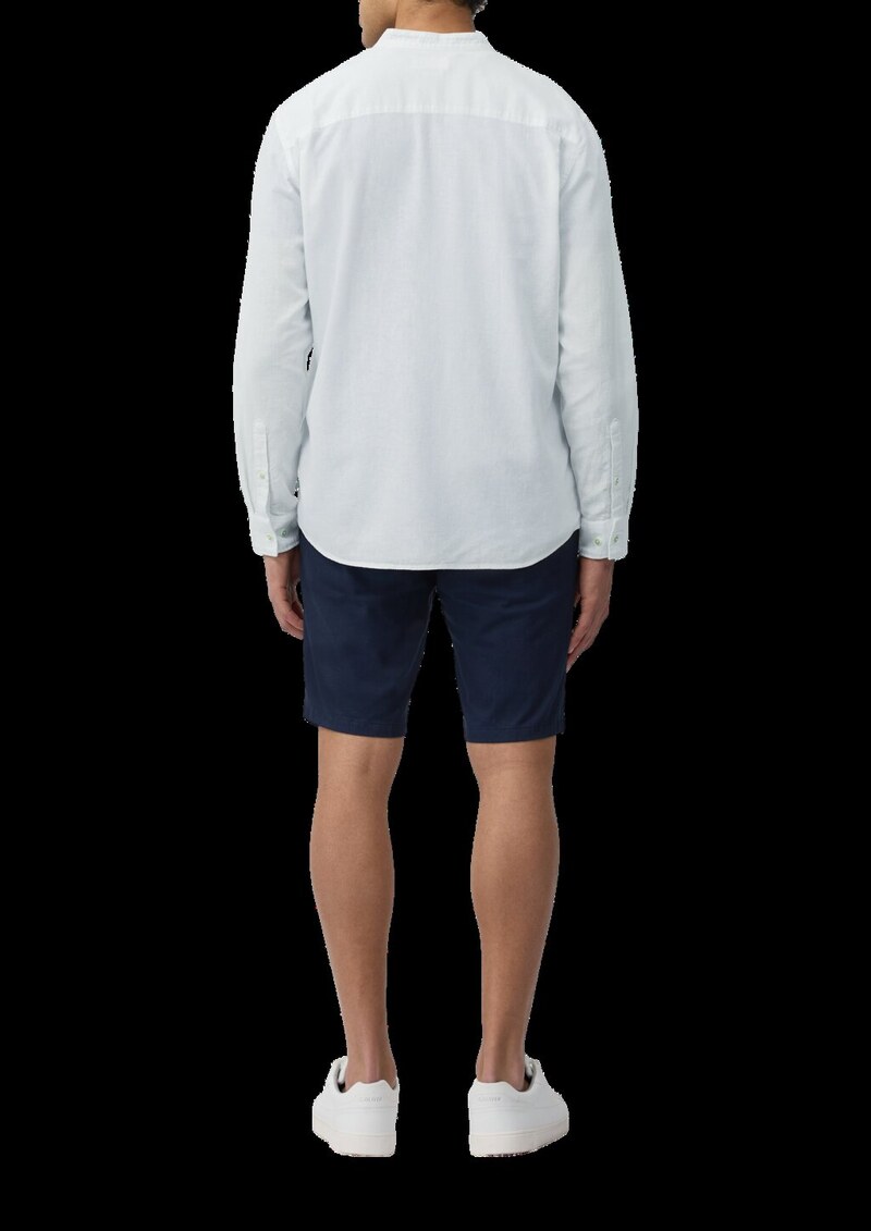 Regular Fit: Hemd aus Leinenmix mit Stehkragen