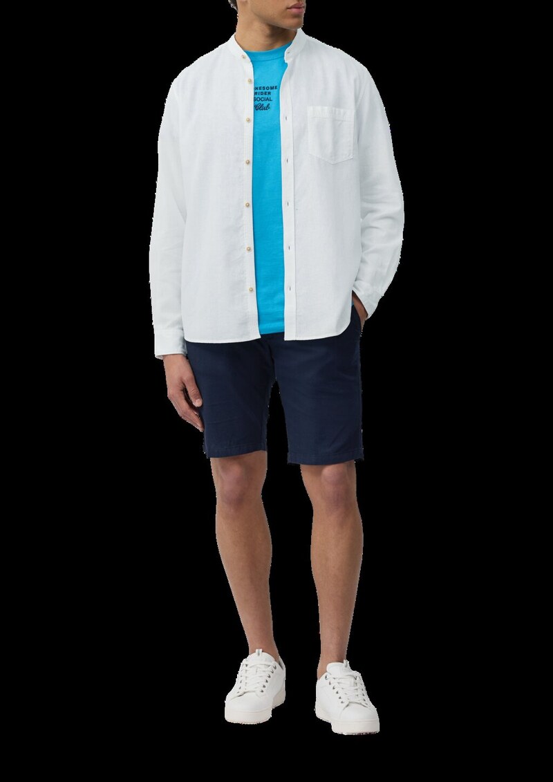 Regular Fit: Hemd aus Leinenmix mit Stehkragen