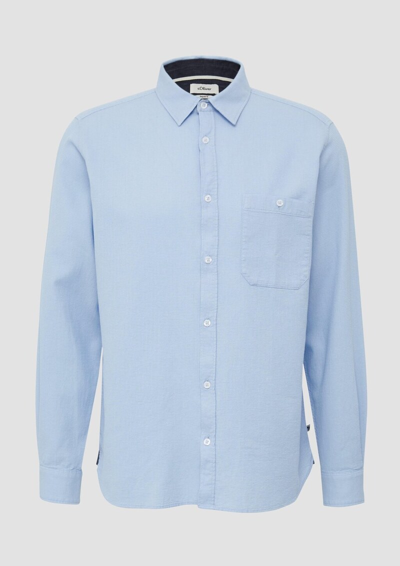 Regular Fit: Baumwollhemd mit Struktur und Brusttasche
