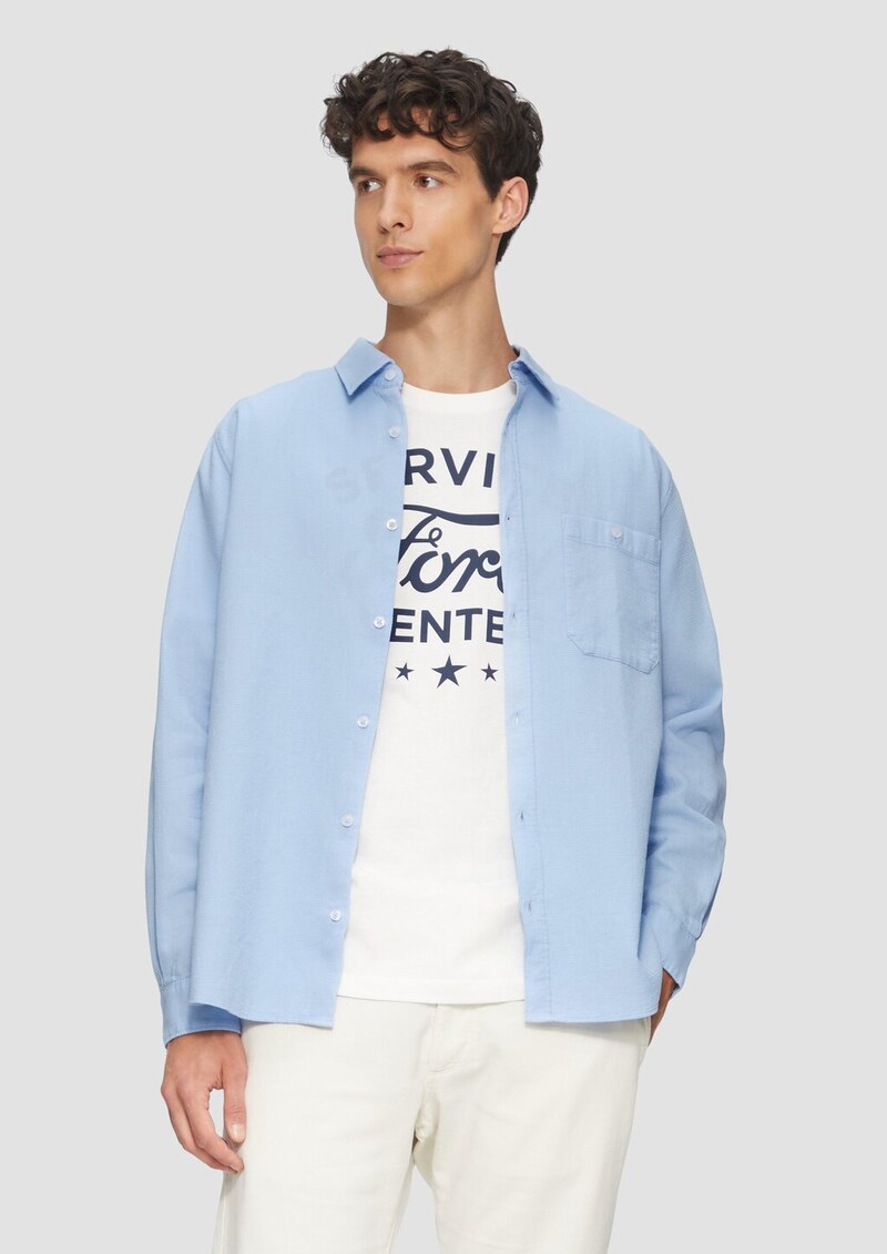 Regular Fit: Baumwollhemd mit Struktur und Brusttasche