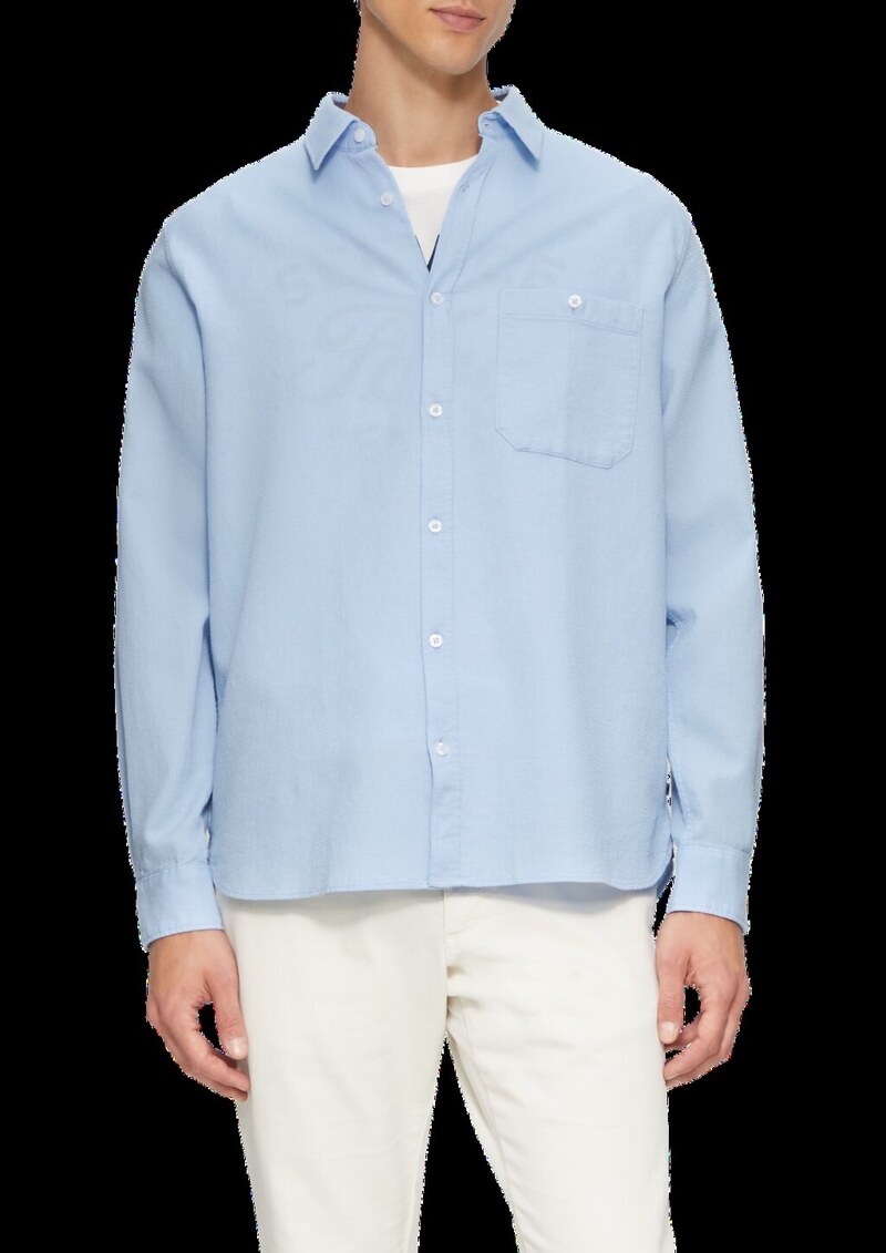Regular Fit: Baumwollhemd mit Struktur und Brusttasche