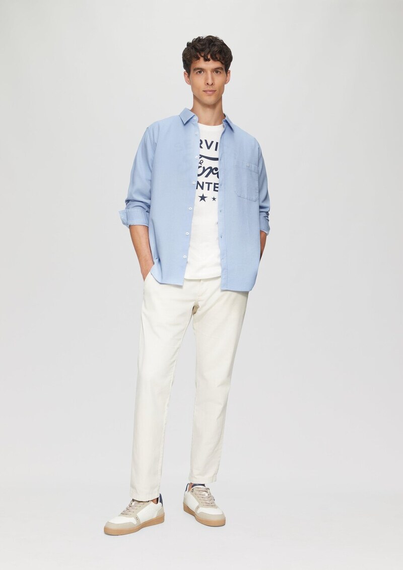 Regular Fit: Baumwollhemd mit Struktur und Brusttasche