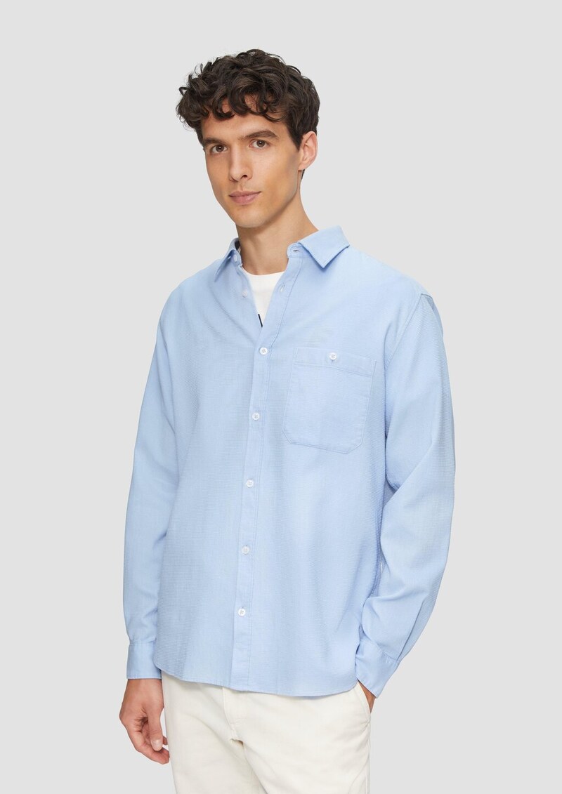 Regular Fit: Baumwollhemd mit Struktur und Brusttasche