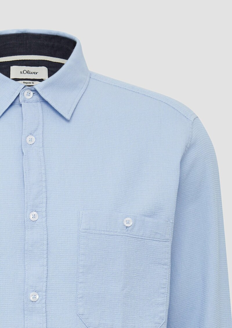 Regular Fit: Baumwollhemd mit Struktur und Brusttasche