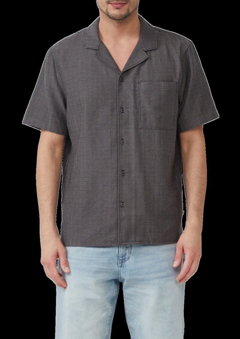 Resort Fit: Strukturiertes Kurzarm-Hemd mit Brusttasche
