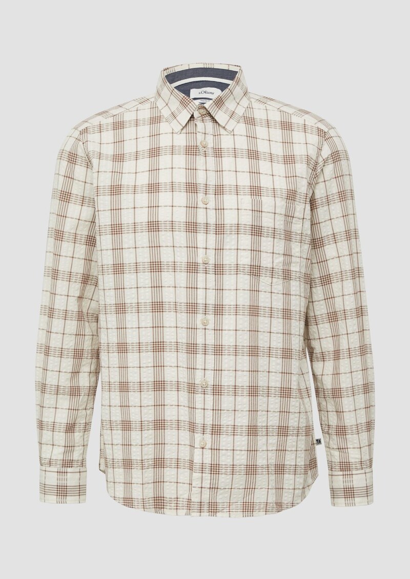 Regular Fit: Kariertes Baumwollhemd aus Seersucker