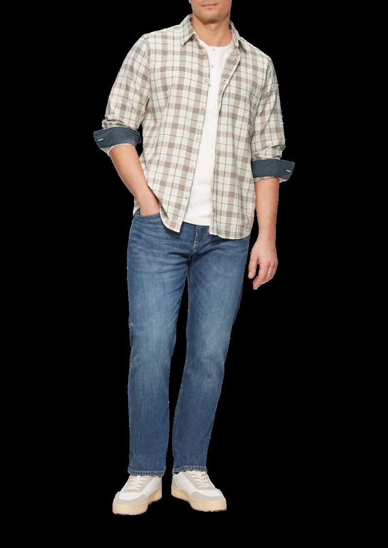 Regular Fit: Kariertes Baumwollhemd aus Seersucker