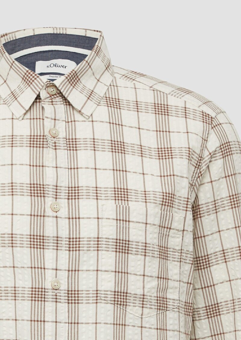 Regular Fit: Kariertes Baumwollhemd aus Seersucker