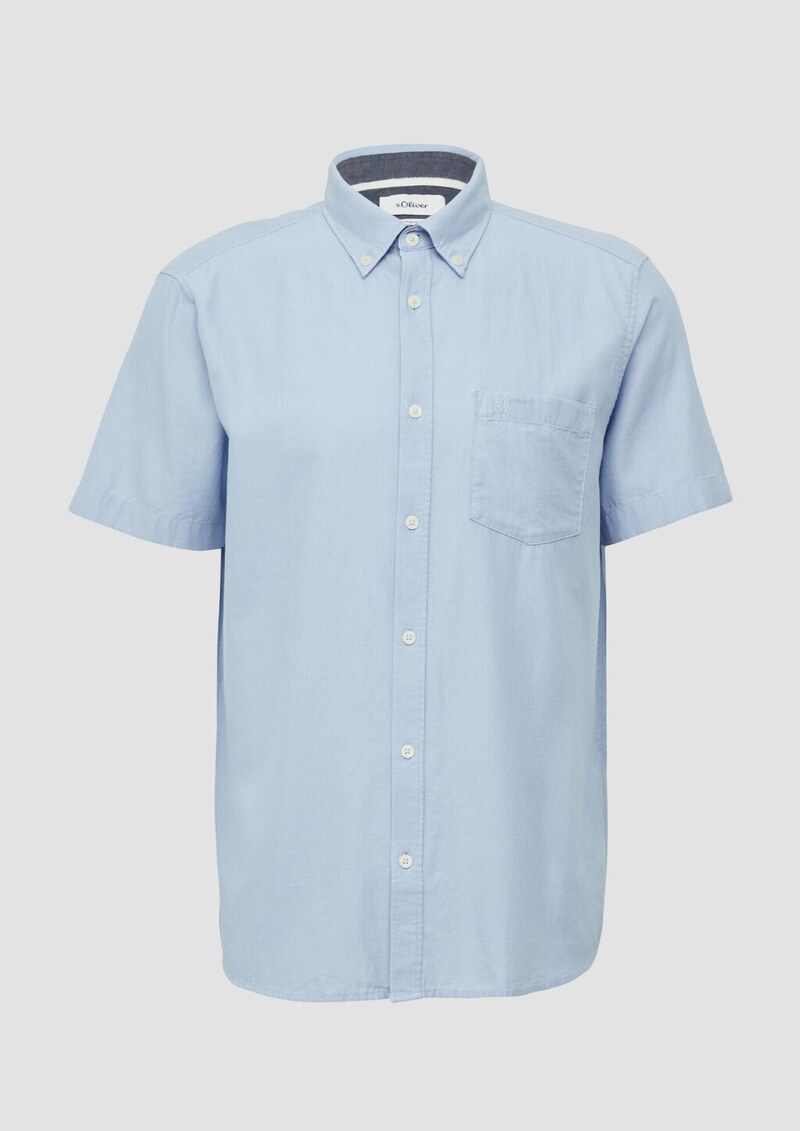 Regular Fit: Kurzarm-Hemd aus Lyocellmix mit Button-Down-Kragen