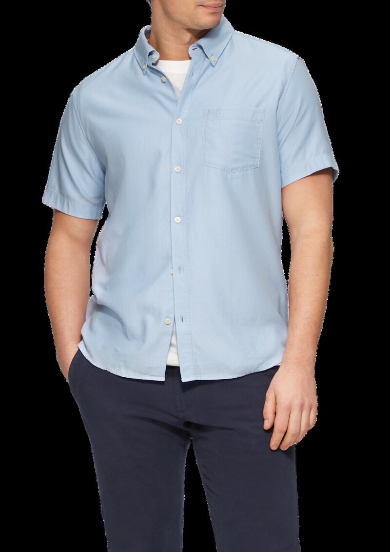 Regular Fit: Kurzarm-Hemd aus Lyocellmix mit Button-Down-Kragen