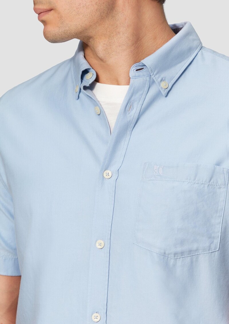 Regular Fit: Kurzarm-Hemd aus Lyocellmix mit Button-Down-Kragen