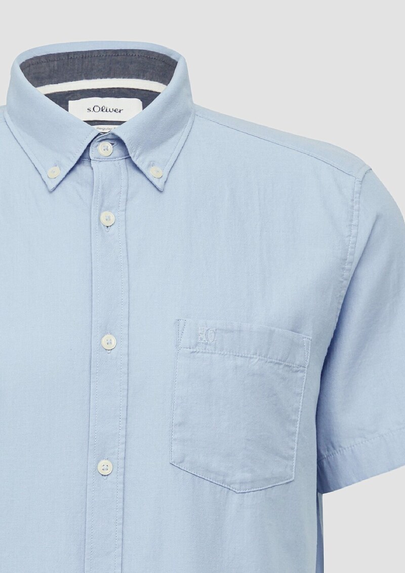 Regular Fit: Kurzarm-Hemd aus Lyocellmix mit Button-Down-Kragen