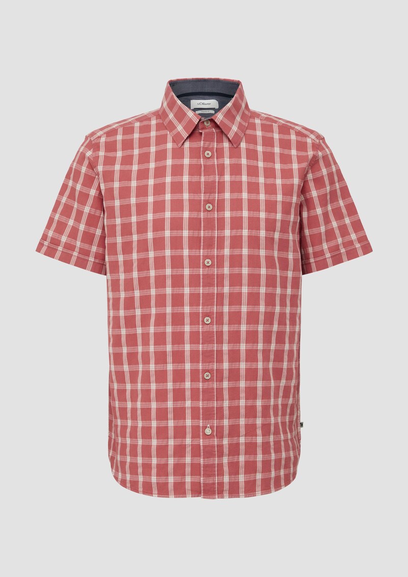 Regular Fit: Kariertes Kurzarmhemd mit Struktur