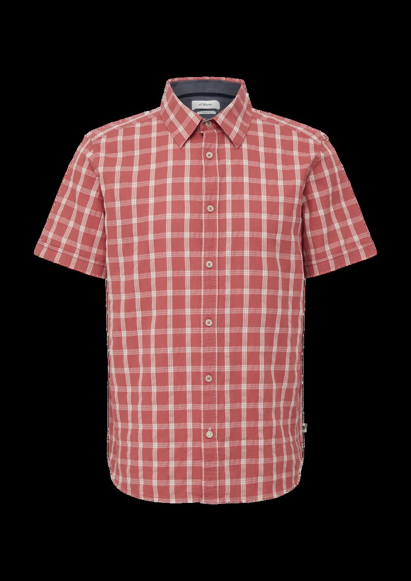 Regular Fit: Kariertes Kurzarmhemd mit Struktur