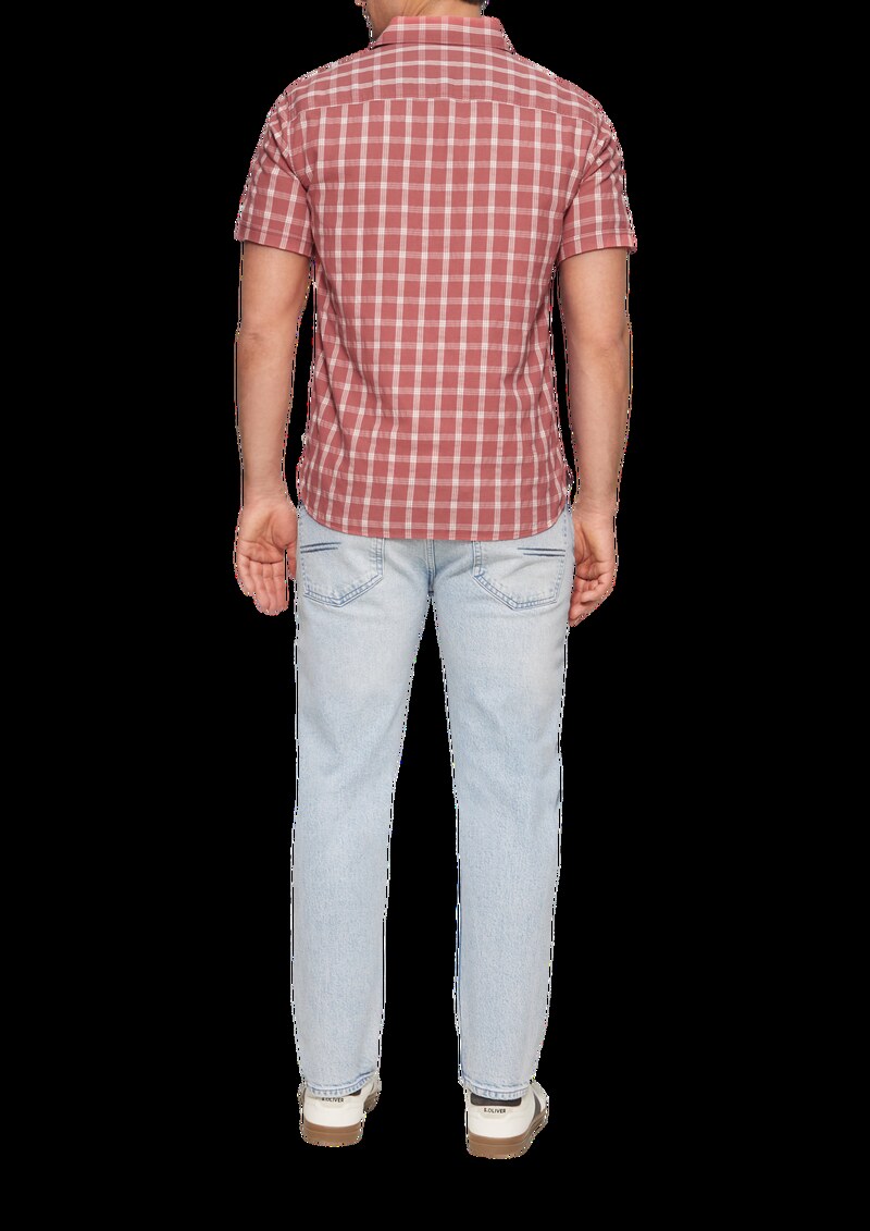 Regular Fit: Kariertes Kurzarmhemd mit Struktur