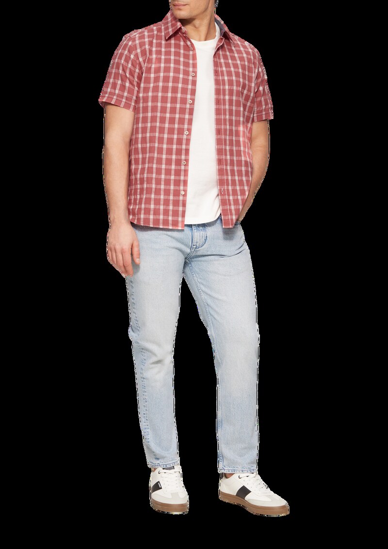 Regular Fit: Kariertes Kurzarmhemd mit Struktur