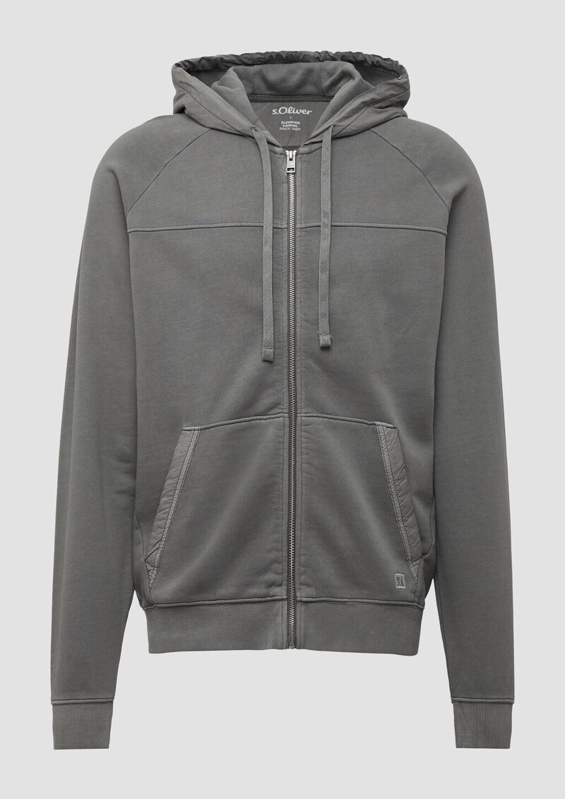 Sweatjacke mit Garment Dye und Kapuze im Fabricmix