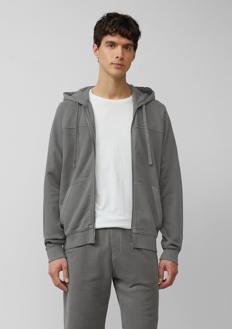 Sweatjacke mit Garment Dye und Kapuze im Fabricmix