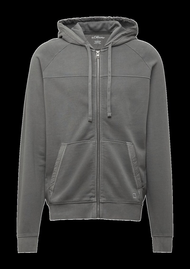 Sweatjacke mit Garment Dye und Kapuze im Fabricmix