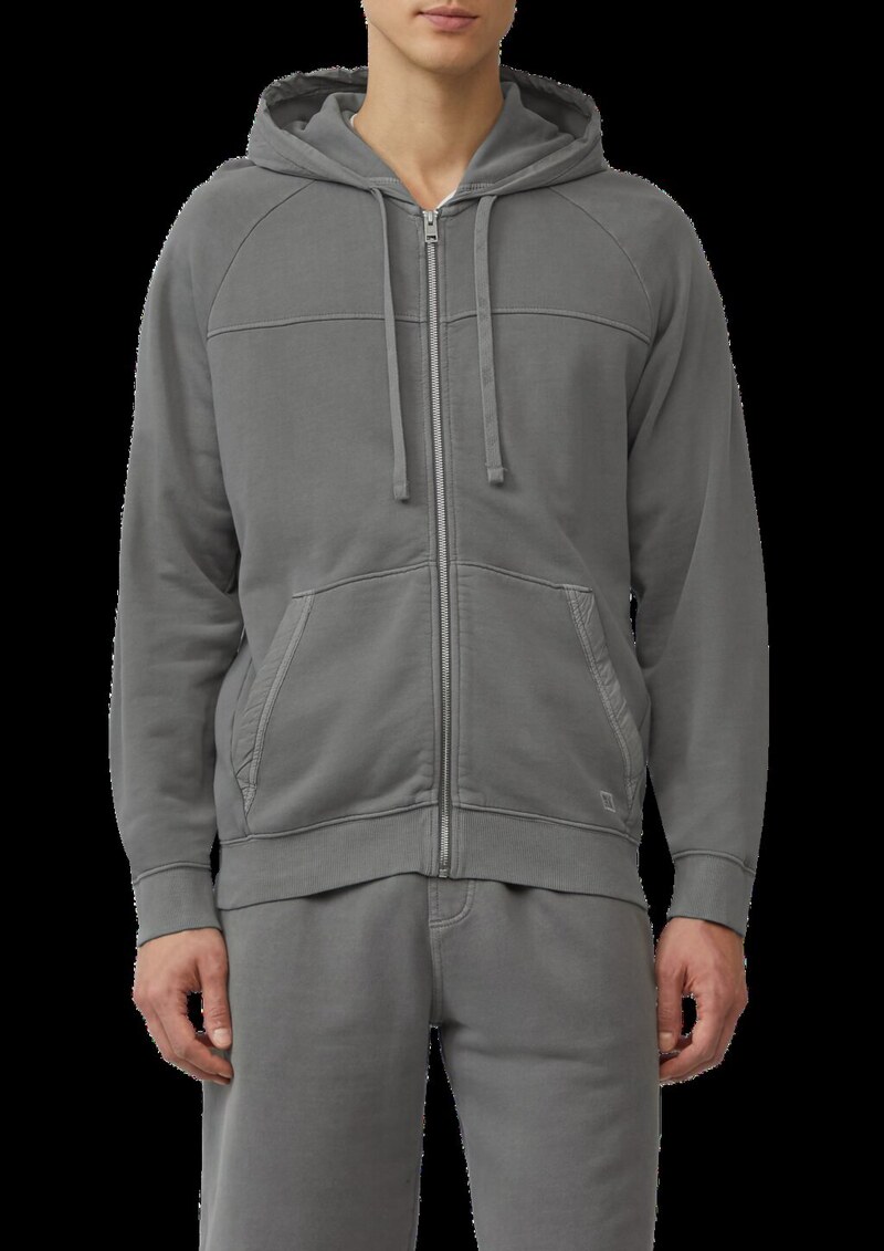 Sweatjacke mit Garment Dye und Kapuze im Fabricmix