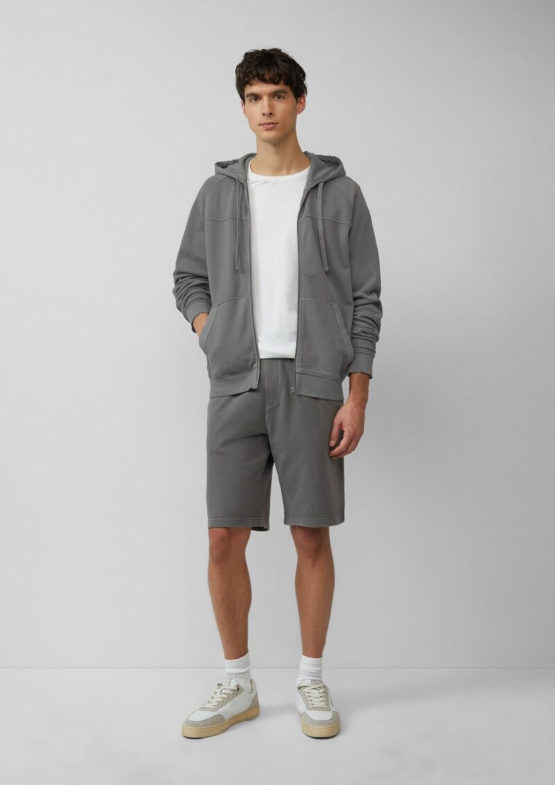 Sweatjacke mit Garment Dye und Kapuze im Fabricmix