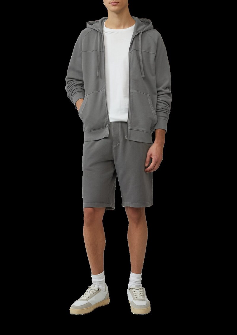 Sweatjacke mit Garment Dye und Kapuze im Fabricmix