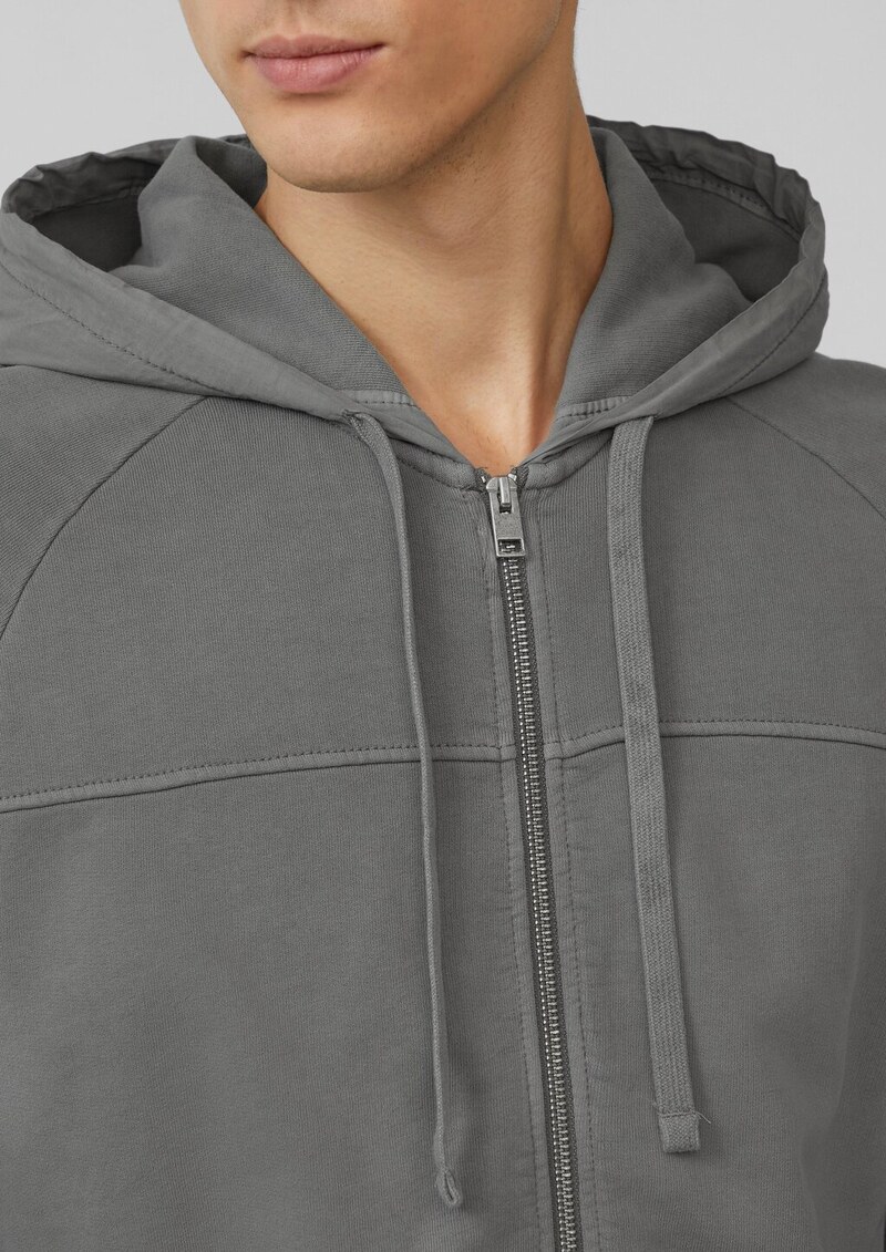 Sweatjacke mit Garment Dye und Kapuze im Fabricmix