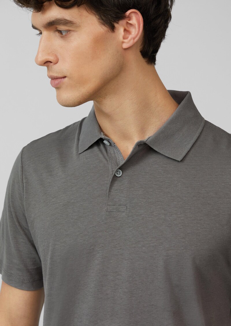 Jersey-Poloshirt aus Leinenmix