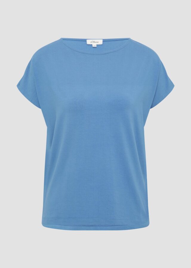 Fließendes Jersey-Shirt mit überschnittenen Schultern