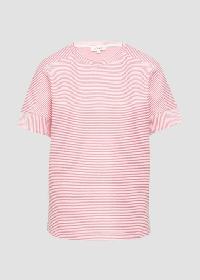 T-Shirt mit Strukturstreifen im Relaxed Fit