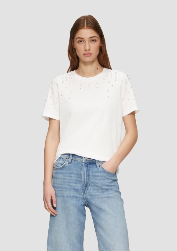 T-Shirt mit Schmuckperlen im Relaxed Fit