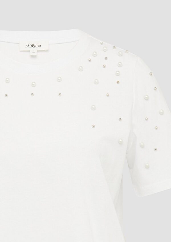 T-Shirt mit Schmuckperlen im Relaxed Fit