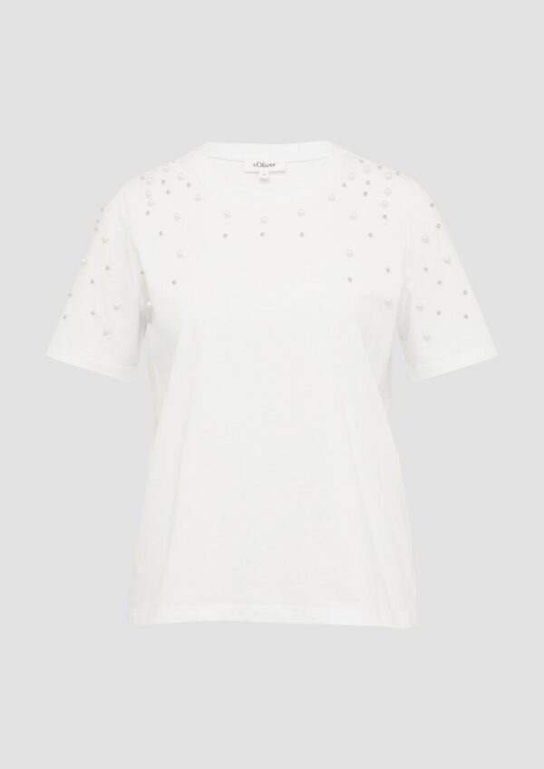 T-Shirt mit Schmuckperlen im Relaxed Fit
