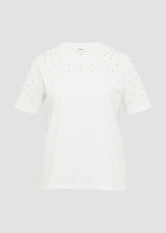 T-Shirt mit Schmuckperlen im Relaxed Fit