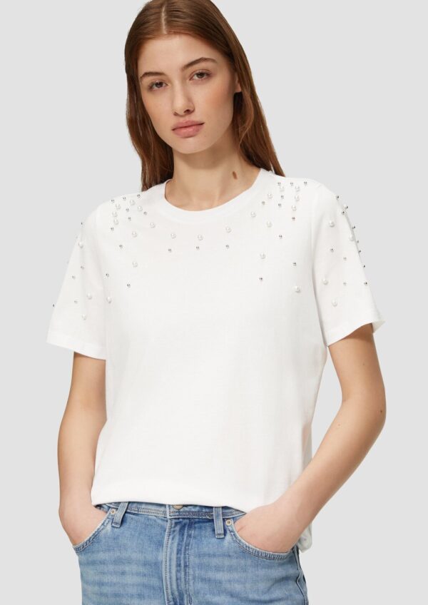 T-Shirt mit Schmuckperlen im Relaxed Fit