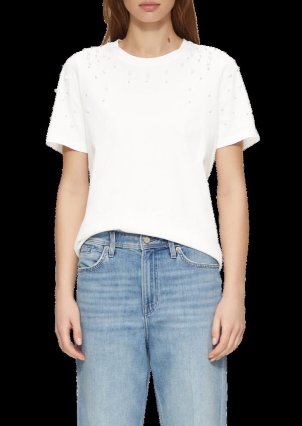 T-Shirt mit Schmuckperlen im Relaxed Fit