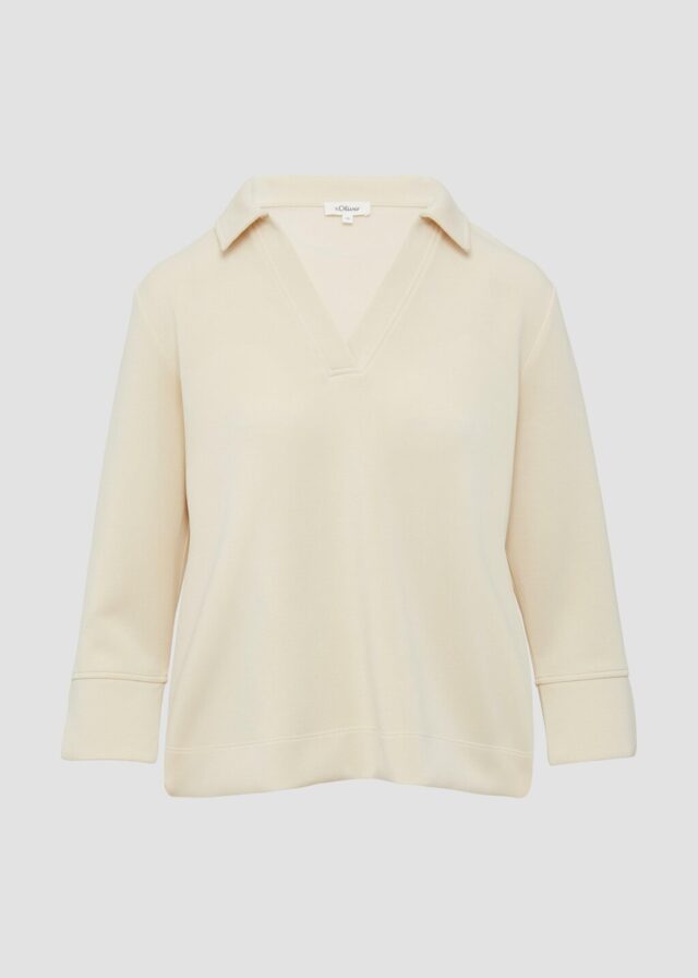 Sweatshirt aus Scuba mit Polokragen