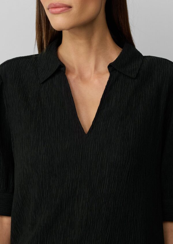 Verkürzte Plissee-Bluse im Loose Fit mit Puffärmeln