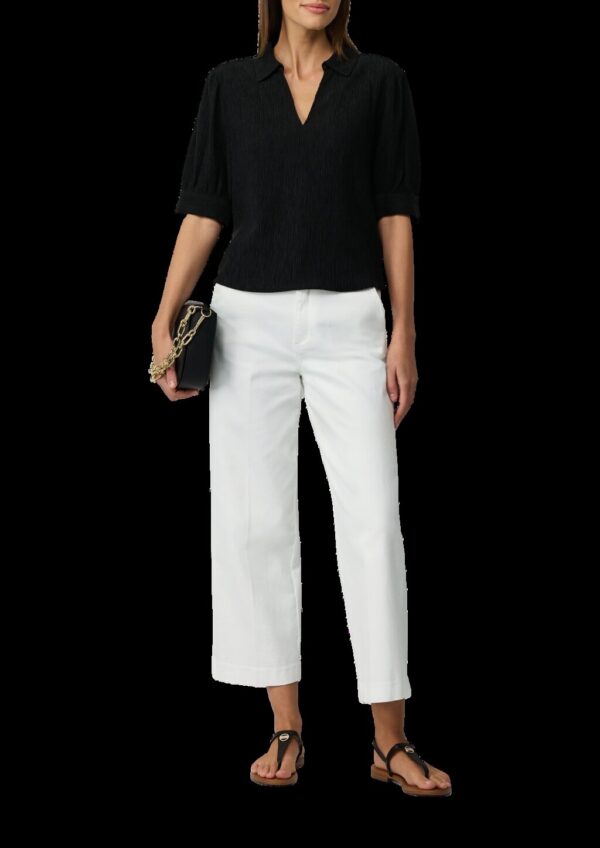 Verkürzte Plissee-Bluse im Loose Fit mit Puffärmeln