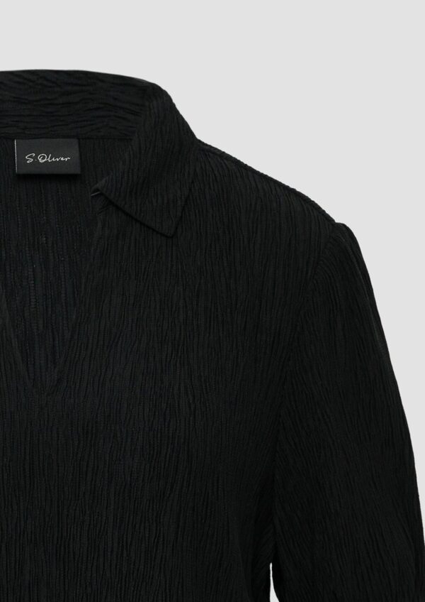 Verkürzte Plissee-Bluse im Loose Fit mit Puffärmeln