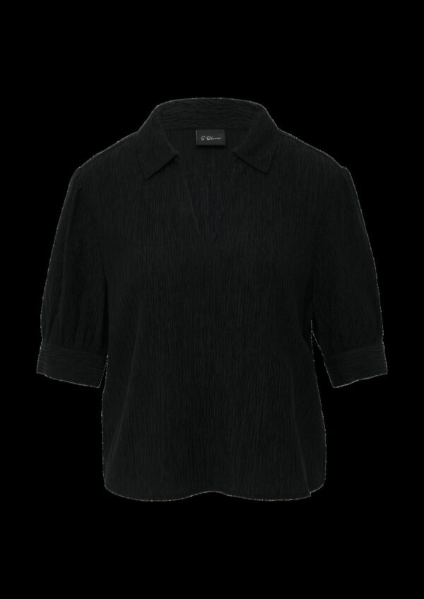 Verkürzte Plissee-Bluse im Loose Fit mit Puffärmeln