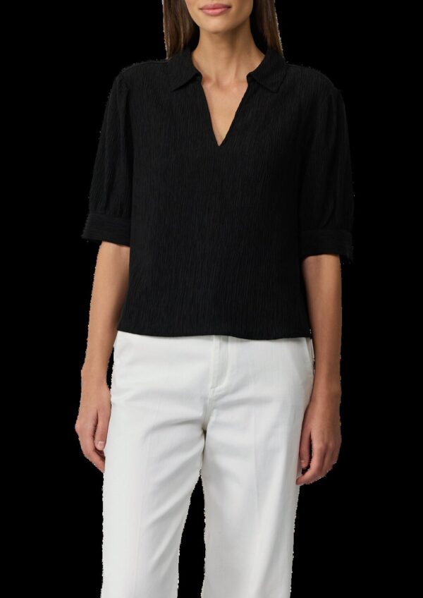 Verkürzte Plissee-Bluse im Loose Fit mit Puffärmeln