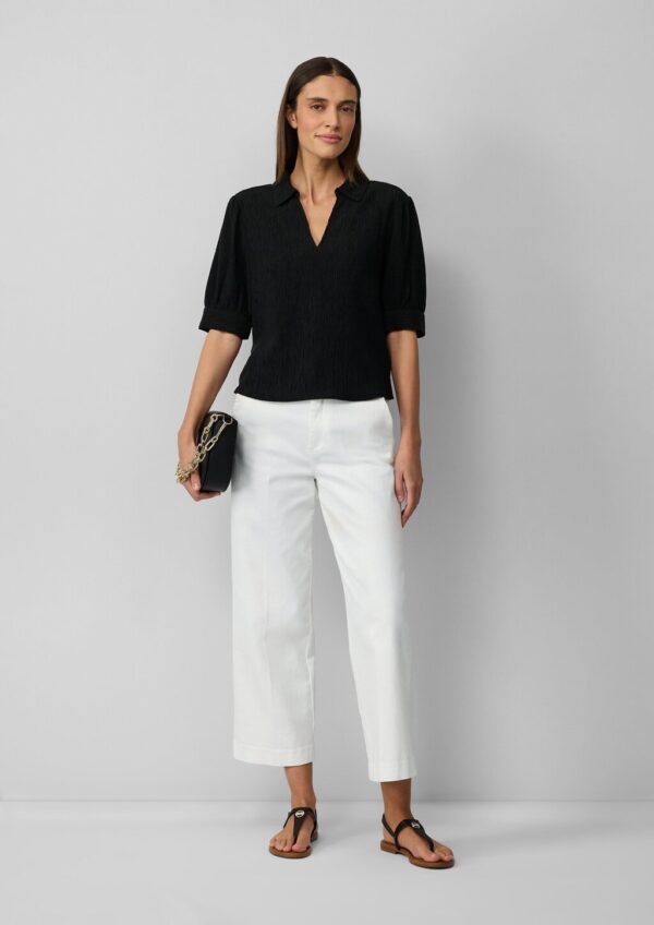 Verkürzte Plissee-Bluse im Loose Fit mit Puffärmeln